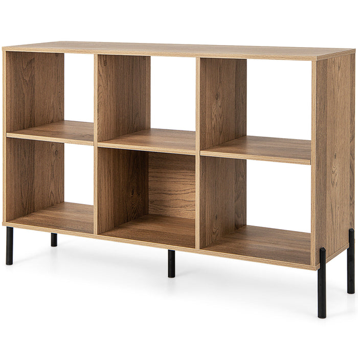 Open-Back Bookshelf with Drawer for Study-Natural