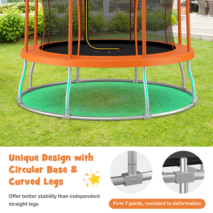 10 Feet Unique Flower Shape Trampoline with Galvanized Steel Frame-Orange