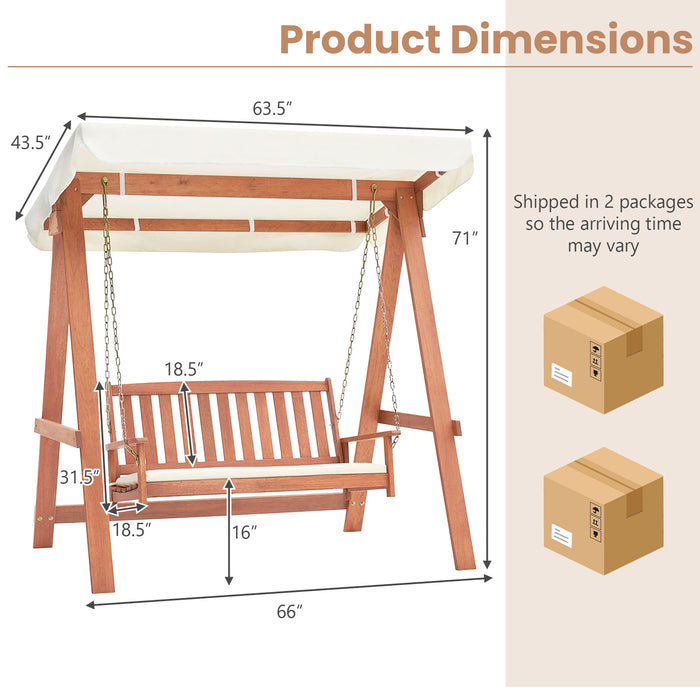 Outdoor 2-Seat Swing Bench w/ith A Frame and Sturdy Metal Hanging Chainsx