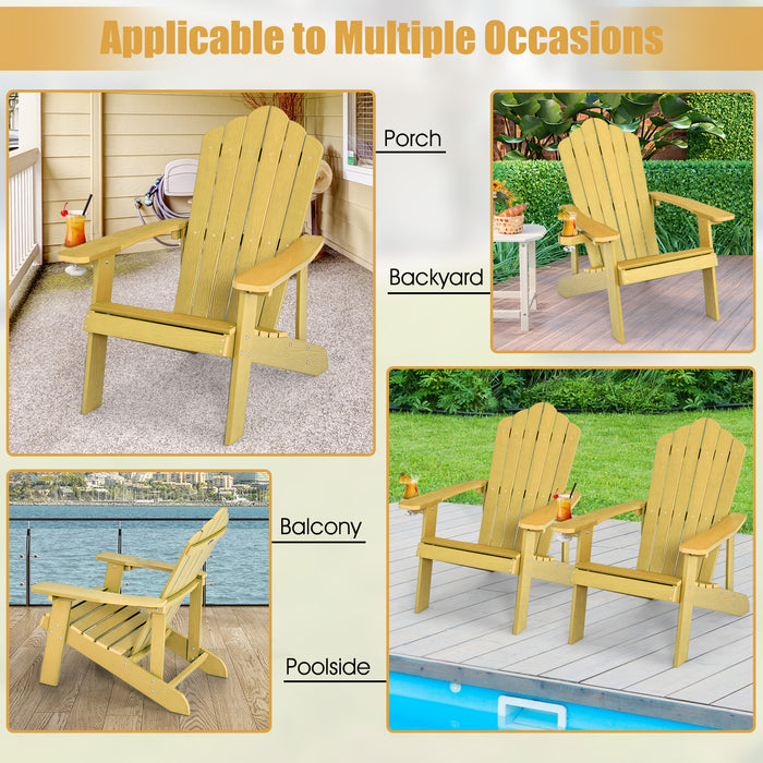 Weather Resistant HIPS Outdoor Adirondack Chair with Cup Holder-Yellow