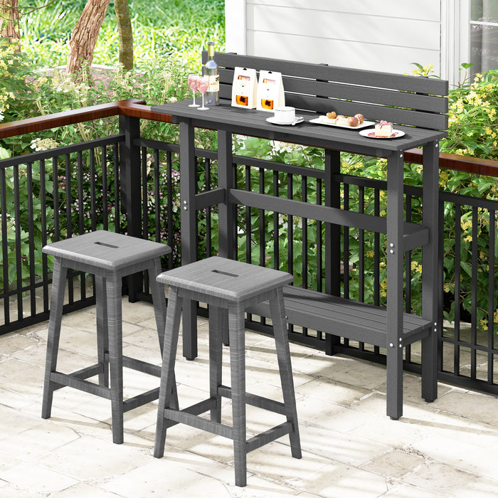 48 Inch Patio Pub Height Table with Storage Shelf and Adjustable Foot Pads-Gray