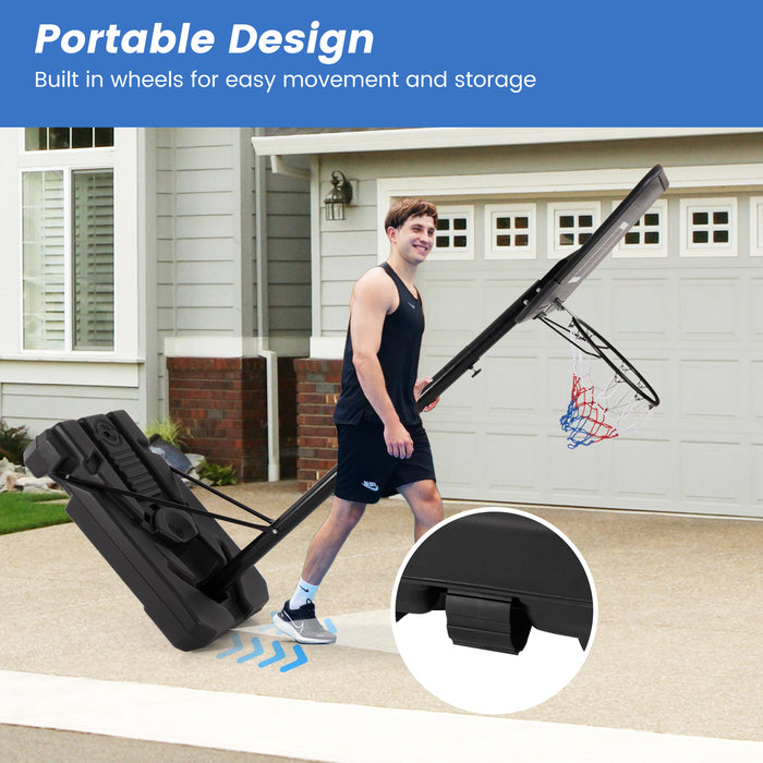 6.5-10 FT Adjustable Portable Basketball Hoop with 44 Inch Shatterproof Backboard & Fillable Base