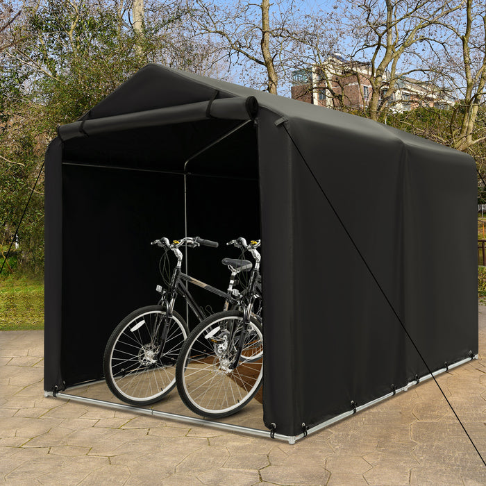 7 x 5.2FT Storage Shelter Outdoor Bike Tent with Waterproof Cover and Zipper Door-Gray