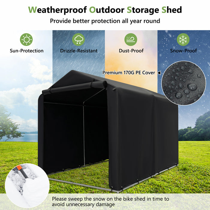 7 x 5.2FT Storage Shelter Outdoor Bike Tent with Waterproof Cover and Zipper Door-Gray