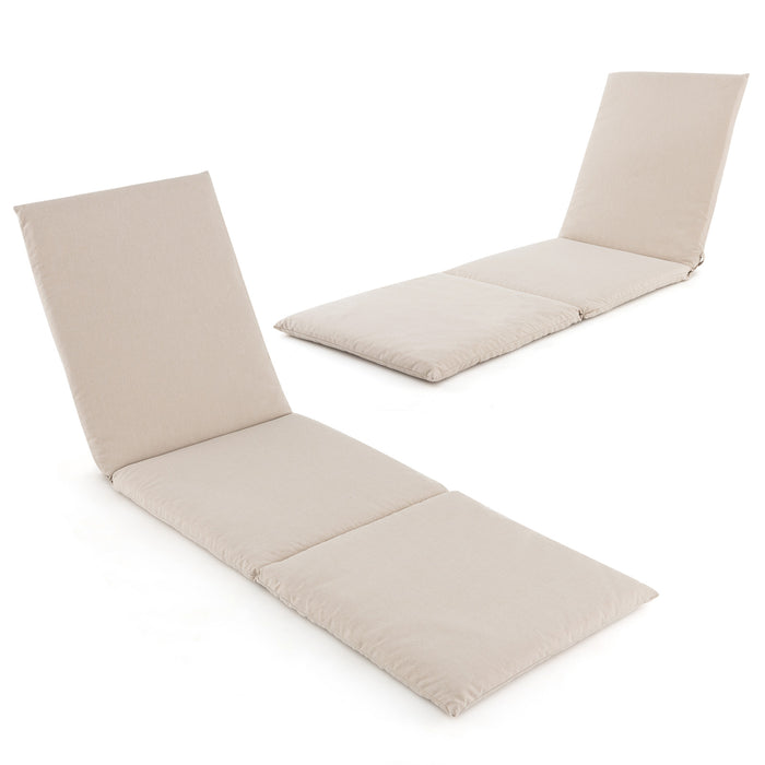 Outdoor Chaise Lounge Cushion Patio Furniture Folding Pad with Fixing Straps-Beige