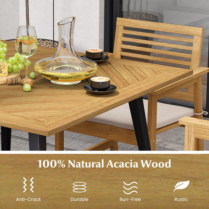 4-Person Acacia Wood Outdoor Dining Table for Garden  Poolside and Backyard