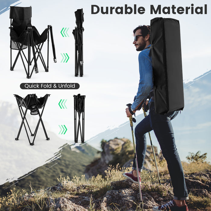 Outdoor Folding Camping Chairs and Table Set with Carrying Bag-Black