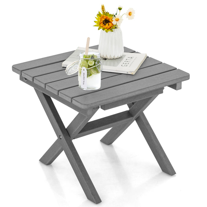 Outdoor Folding Side Table Foldable Weather-Resistant HDPE Adirondack Table-Gray