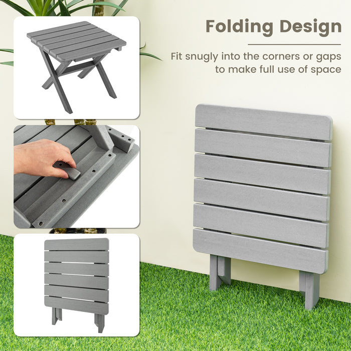 Outdoor Folding Side Table Foldable Weather-Resistant HDPE Adirondack Table-Gray