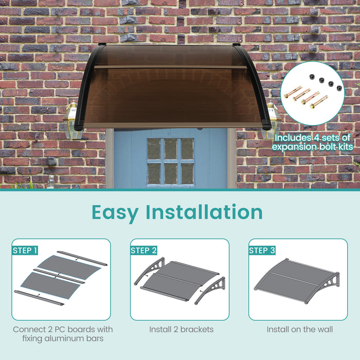 Outdoor Front Door Patio Overhang Awning for Sunlight Rain Snow Wind Protection-40 x 40 Inch