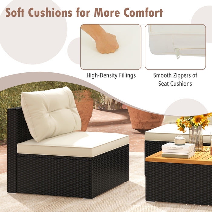 5 Piece Outdoor Furniture Set with Solid Tabletop and Soft Cushions