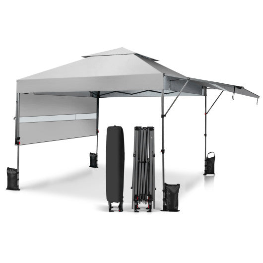 10 x 17.6 Feet Outdoor Instant Pop-up Canopy Tent with Dual Half Awnings-White