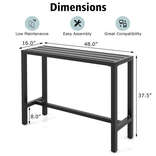 48/55 Inch Outdoor Bar Table with Waterproof Top and Heavy-duty Metal Frame-M