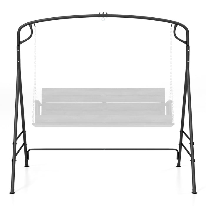 Outdoor Metal Swing Frame with Extra Side Bars-Black