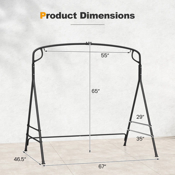 Outdoor Metal Swing Frame with Extra Side Bars-Black