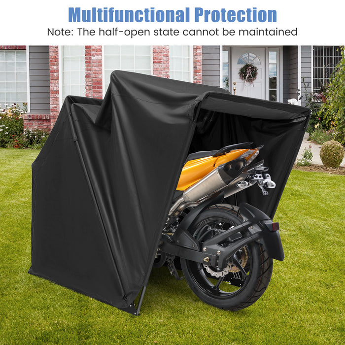 Outdoor Motorcycle Shelter Waterproof Motorbike Storage Tent with Cover-Black