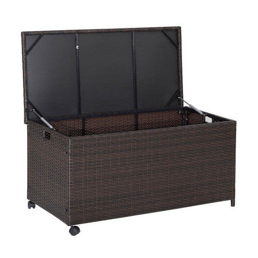 Outdoor Wicker Storage Box with Zippered Liner-50 Gallon