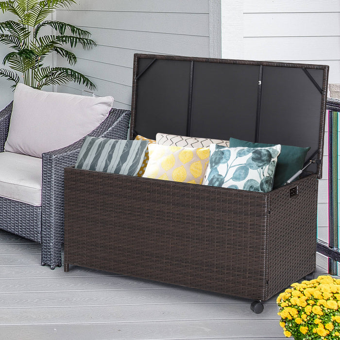 Outdoor Wicker Storage Box with Zippered Liner-50 Gallon