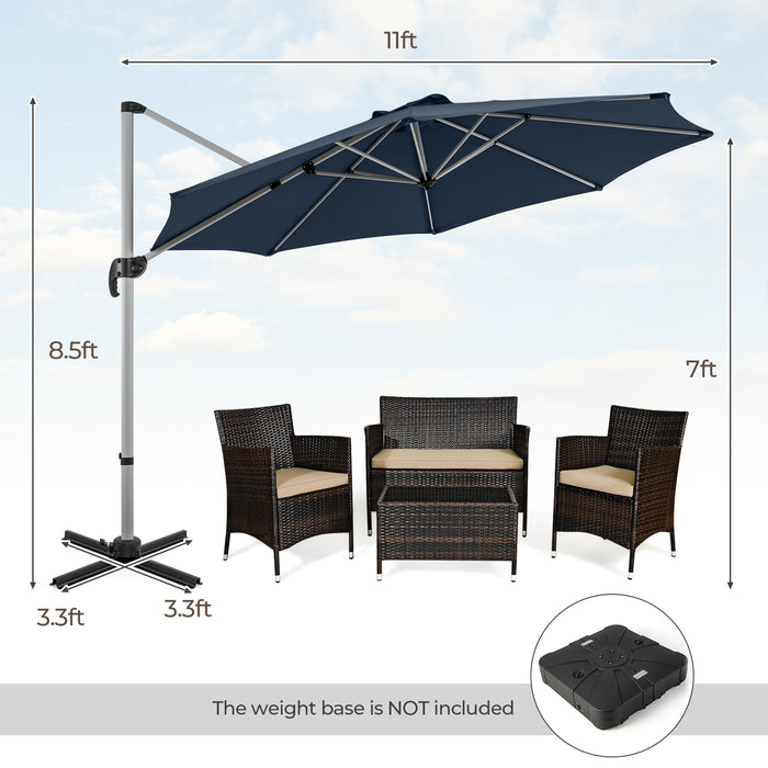 11 FT Outdoor Patio Umbrella with 360Â° Rotation and Adjustable Tilt-Navy