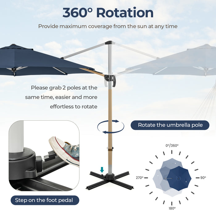 11 FT Outdoor Patio Umbrella with 360Â° Rotation and Adjustable Tilt-Navy