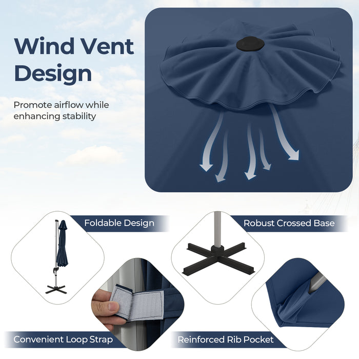 11 FT Outdoor Patio Umbrella with 360Â° Rotation and Adjustable Tilt-Navy