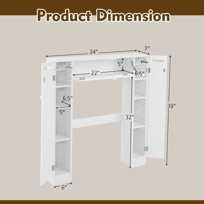 Over The Toilet Bathroom Cabinet with Adjustable Shelves and Paper Holder