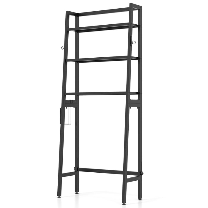 3-Tier Over The Toilet Storage Shelf with Adjustable Bottom Bar-Black