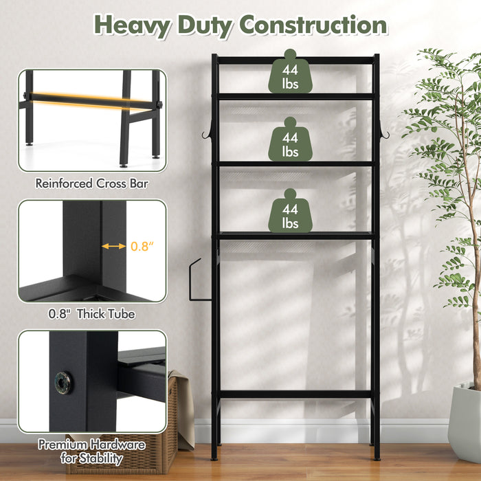 3-Tier Over The Toilet Storage Shelf with Adjustable Bottom Bar-Black