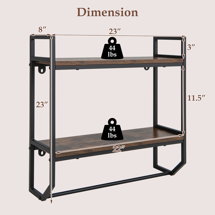 Over the Toilet Shelf Wall Mounted with Metal Frame for Bathroom