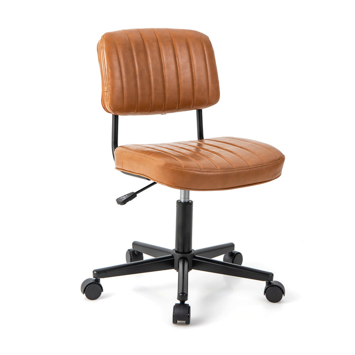 PU Leather Adjustable Office Chair Swivel Task Chair with Backrest-Orange