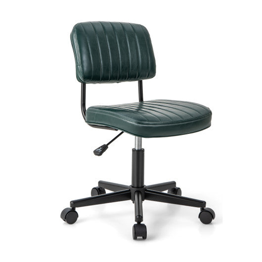 PU Leather Adjustable Office Chair  Swivel Task Chair with Backrest-Green