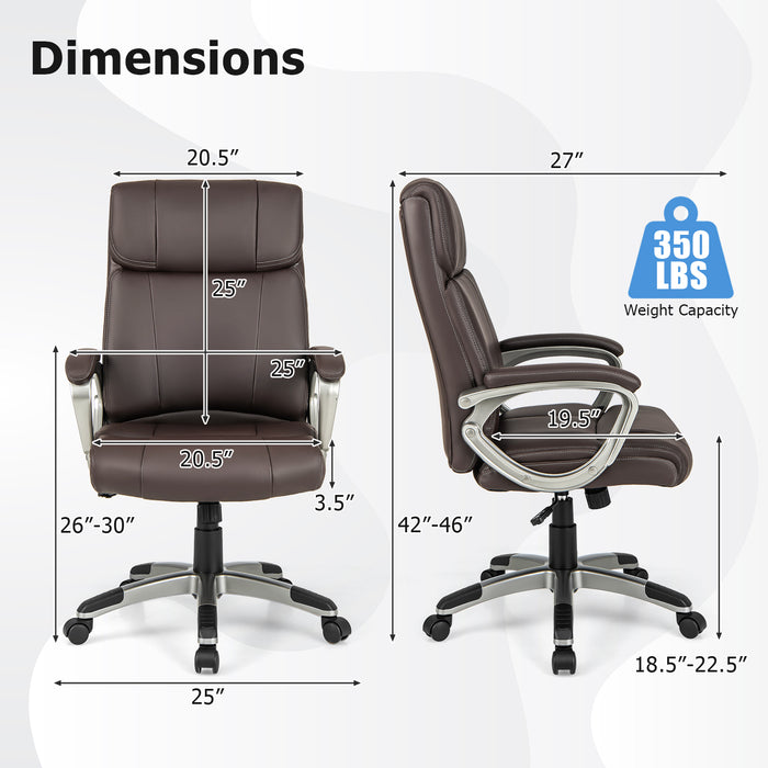 Swivel Ergonomic Office Chair Computer Desk Chair with Wheels-Brown