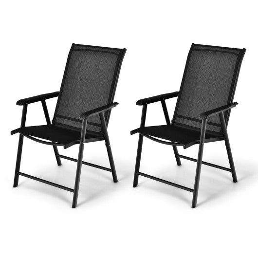 Set of 2 Outdoor Patio Folding Chair with Ergonomic Armrests-Black