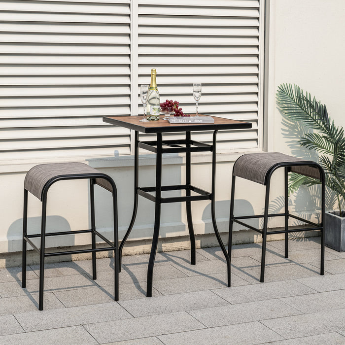 Set of 2/4 Patio Metal Bar Stools with Curved Fabric Seat-Set of 2