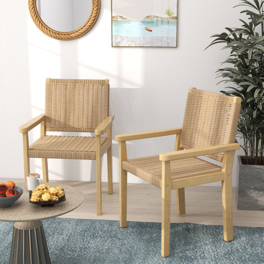 Indoor Outdoor Wood Chair Set of 2-Natural