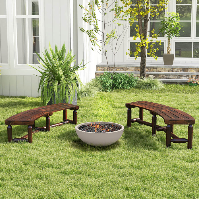 Patio Curved Bench for Round Table Spacious and Slatted Seat