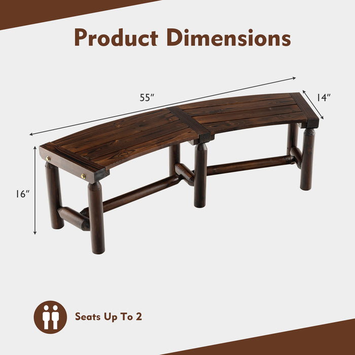 Patio Curved Bench for Round Table Spacious and Slatted Seat