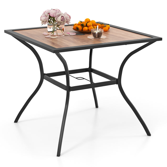 Patio Dining Table for 4 Square Bistro Table with Umbrella Holes