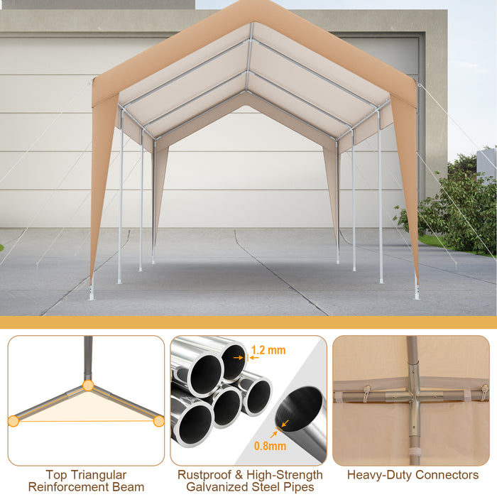 10 x 20 Feet Patio Heavy Duty  All-Weather Carport-without Sidewall