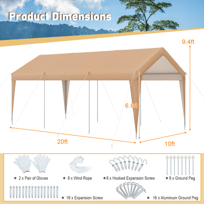 10 x 20 Feet Patio Heavy Duty  All-Weather Carport-without Sidewall