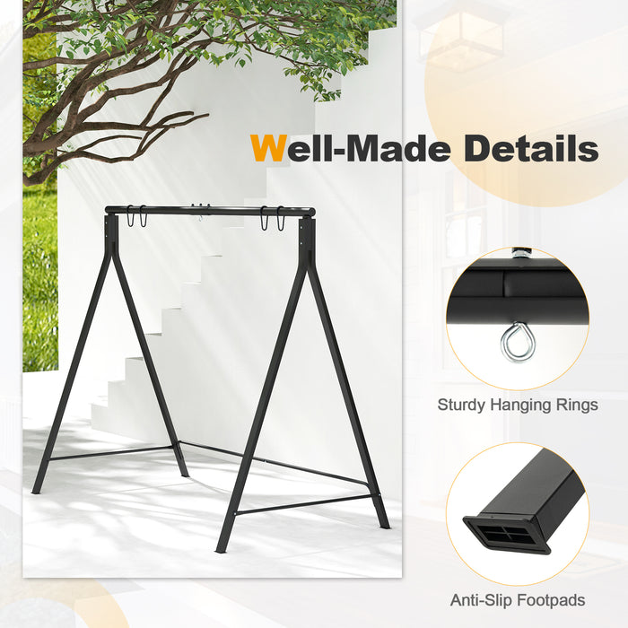 Patio Metal Swing Stand with A-Shaped Structure-Black