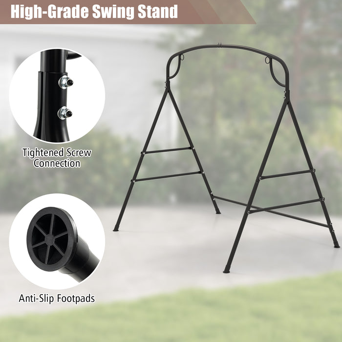 Patio Metal Swing Stand with Double Side Bars and 2-Ring Design-Black