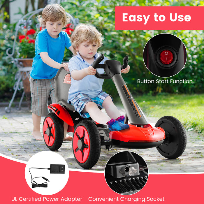 Pedal Powered 4-Wheel Toy Car with Adjustable Steering Wheel and Seat-Red