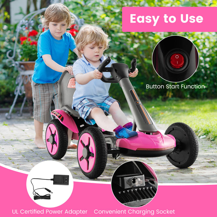 Pedal Powered 4-Wheel Toy Car with Adjustable Steering Wheel and Seat-Pink