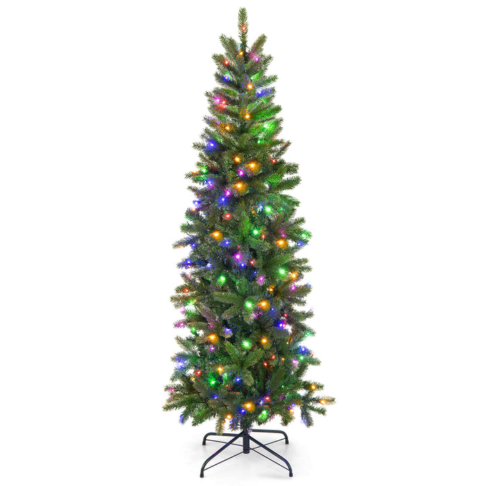 Pencil Christmas Tree with 180 Warm White and Multi-color LED Lights