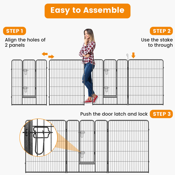 8 Panel 40 Inch Height Pet Fence Indoor Outdoor-40 inches