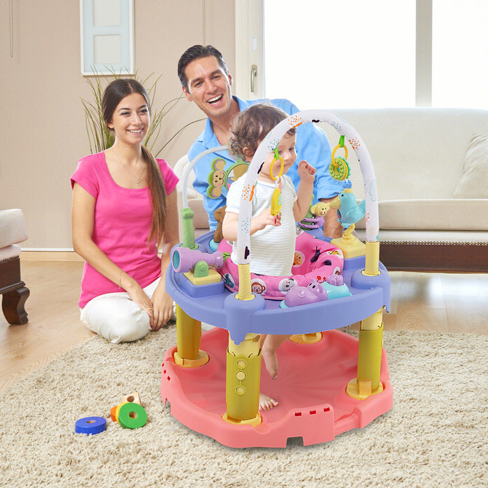 3-in-1 Baby Activity Center with 3-position for 0-24 Months-Pink