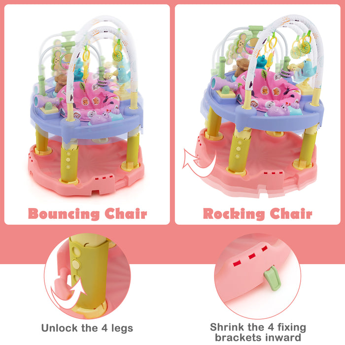 3-in-1 Baby Activity Center with 3-position for 0-24 Months-Pink