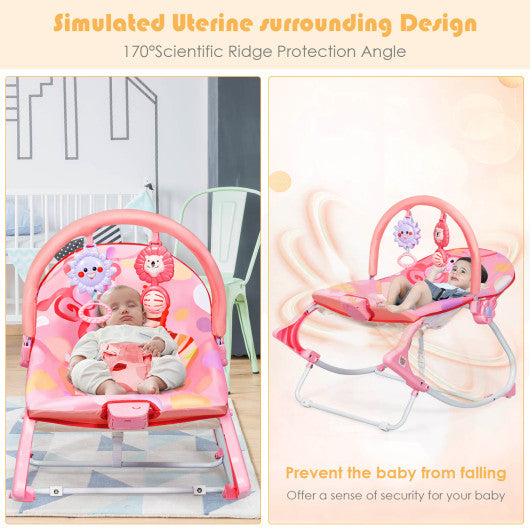 Adjustable Toddler Swing Bouncer & Rocker-Pink