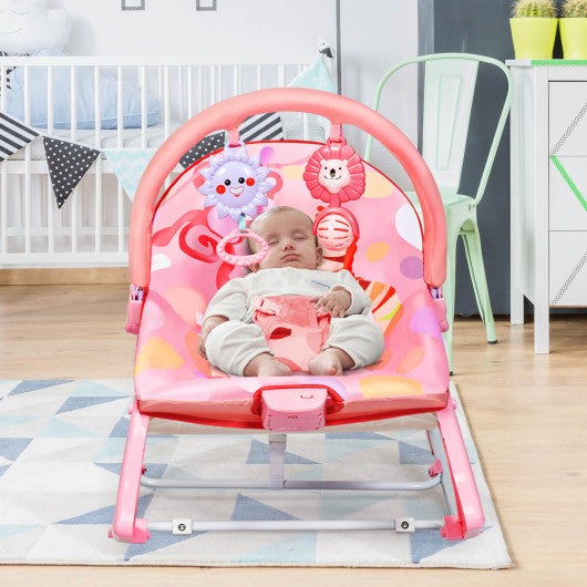 Adjustable Toddler Swing Bouncer & Rocker-Pink